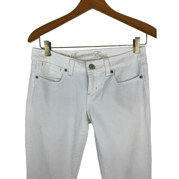 American Eagle Jeans Women Size 2 “Reel Flare” White AE77 Low Rise Flare EUC - Picture 2 of 14